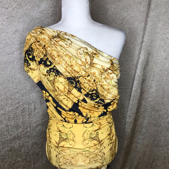 Forever Unique Gold Baroque Print Bodycon Dress - Picture 3 of 7